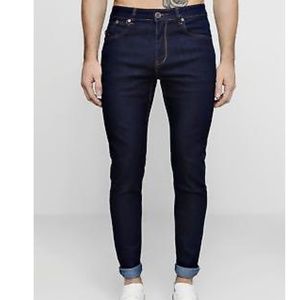 boohooMAN  Raw Indigo Skinny Smart Jeans
